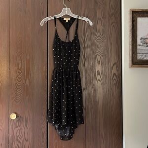 Princess Vera Wang black with coral colored tiny hearts backless dress. Size S